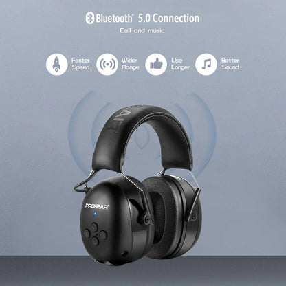 Bluetooth Earmuffs 5.0 - Elektronische Hoofdtelefoon met Gehoorbescherming, Geluidsreductie en Oplaadbare Functie voor Muziek en Veiligheid