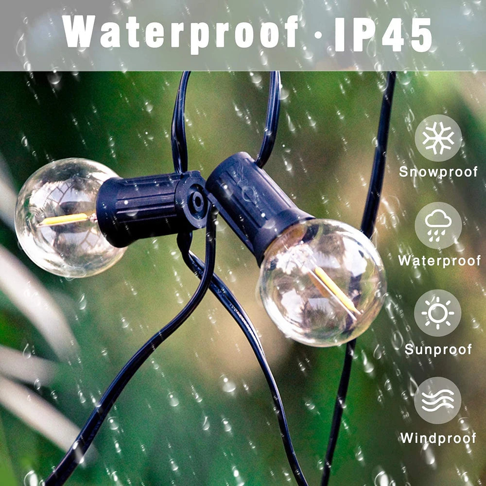 LED-Globus-Lichterkette G40 – wasserdichte dekorative Außenbeleuchtung – perfekt für Weihnachten, Partys, Garten und Terrasse