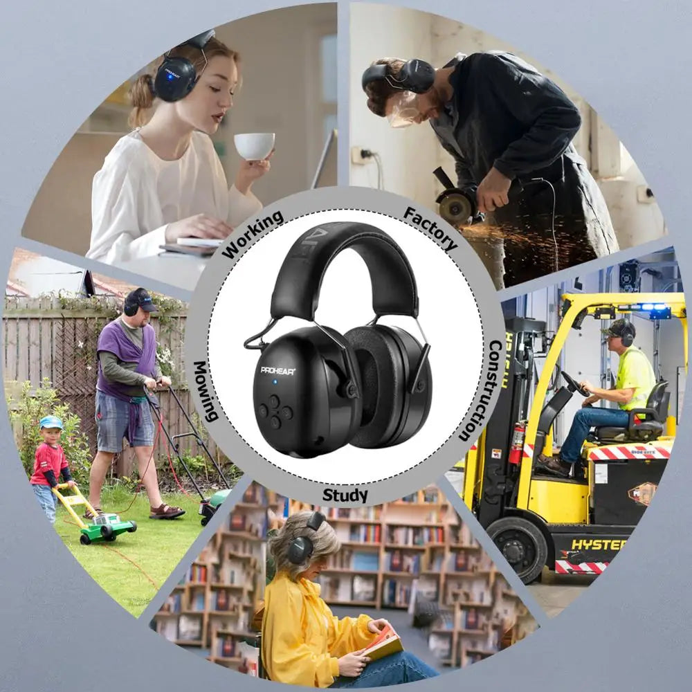 Bluetooth Earmuffs 5.0 - Elektronische Hoofdtelefoon met Gehoorbescherming, Geluidsreductie en Oplaadbare Functie voor Muziek en Veiligheid