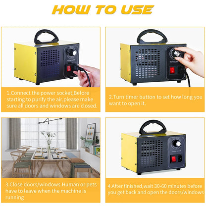 Ozon generator 60g – 220V luchtreiniger & geurverwijderaar – Ozonator voor thuisgebruik