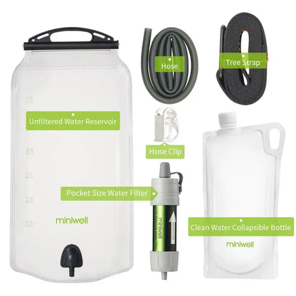 Outdoor Gravity Waterfilter – Ideaal voor Hiking, Camping & Survival