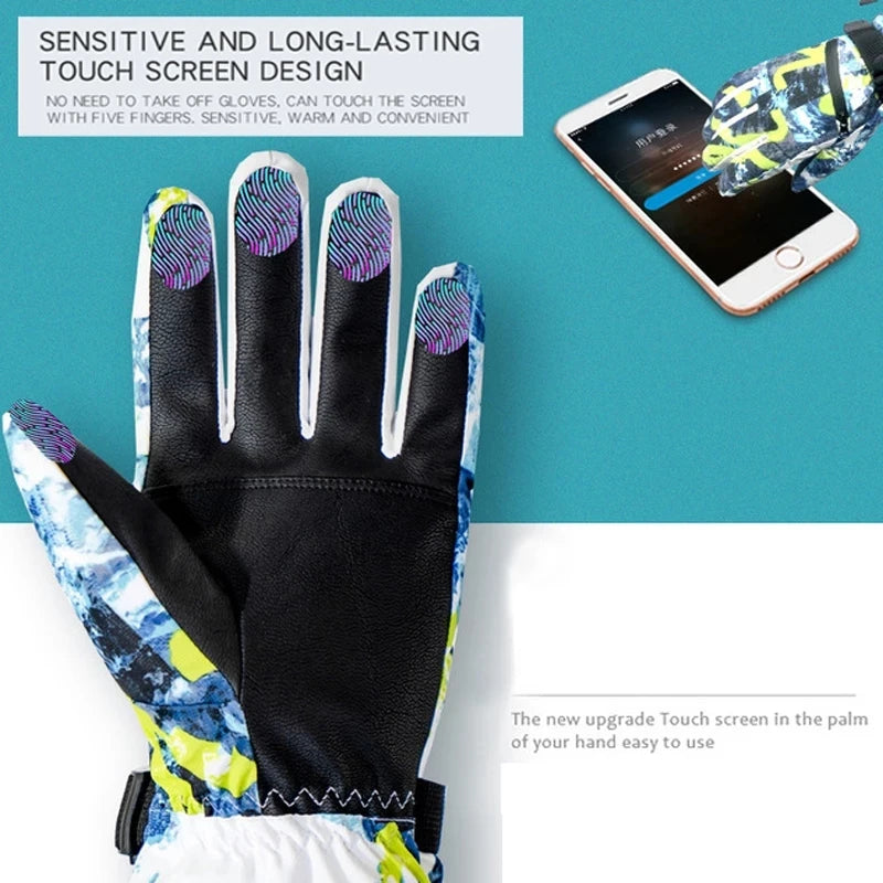 Wasserdichte Winter-Ski- und Snowboardhandschuhe – Unisex-PU-Lederhandschuhe mit Touchscreen und Fleecefutter