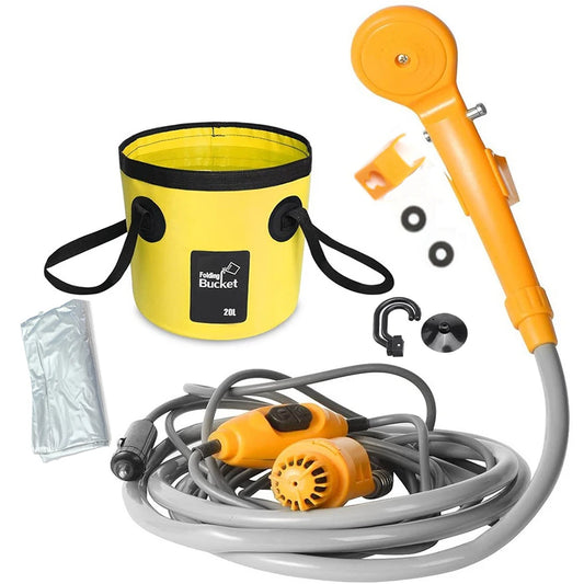 Draagbare Campingdouche 12V | Outdoor Reishanddoek met Auto Sigarettenaansteker, Voor Camping, Dierenbaden en Auto Reiniging
