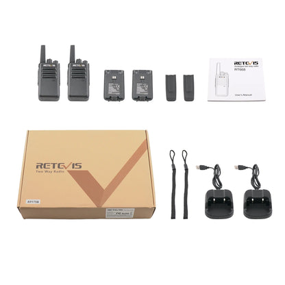RT668 Walkie Talkie (2 Stück) – PMR 446/FRS 462 MHz, tragbares Funkgerät für Hotels, Cafés und Teamkommunikation