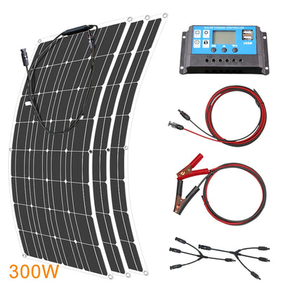 12V Flexibel Monokristallijn Zonnepaneel – 100W tot 600W Waterdicht Solar Panel voor RV & Boot
