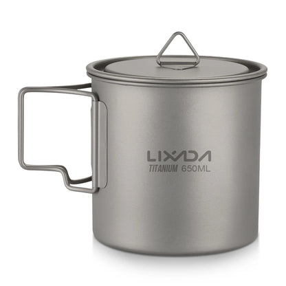 Lixada Ultralight Titanium Camping Mug with Foldable Handle (300-650ml)