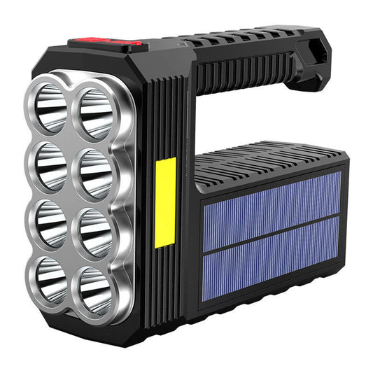 Krachtige LED Handheld Zaklamp | USB & Zonne-oplaadbaar | 8-Lens Spotlight