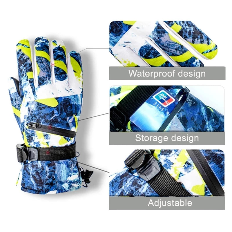 Wasserdichte Winter-Ski- und Snowboardhandschuhe – Unisex-PU-Lederhandschuhe mit Touchscreen und Fleecefutter
