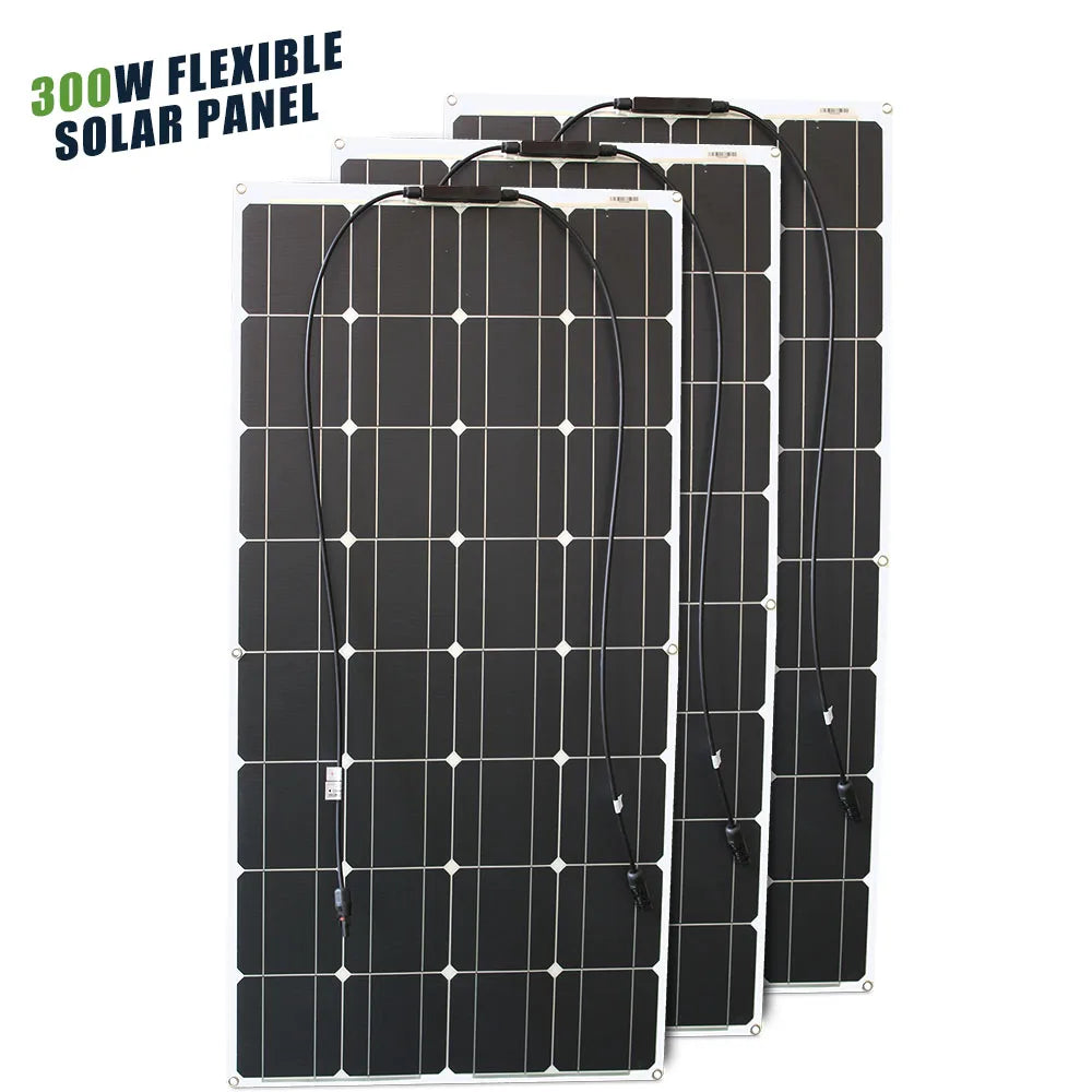 12V Flexibel Monokristallijn Zonnepaneel – 100W tot 600W Waterdicht Solar Panel voor RV & Boot