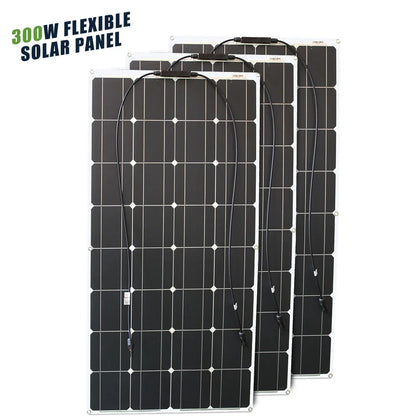 12V Flexibel Monokristallijn Zonnepaneel – 100W tot 600W Waterdicht Solar Panel voor RV & Boot