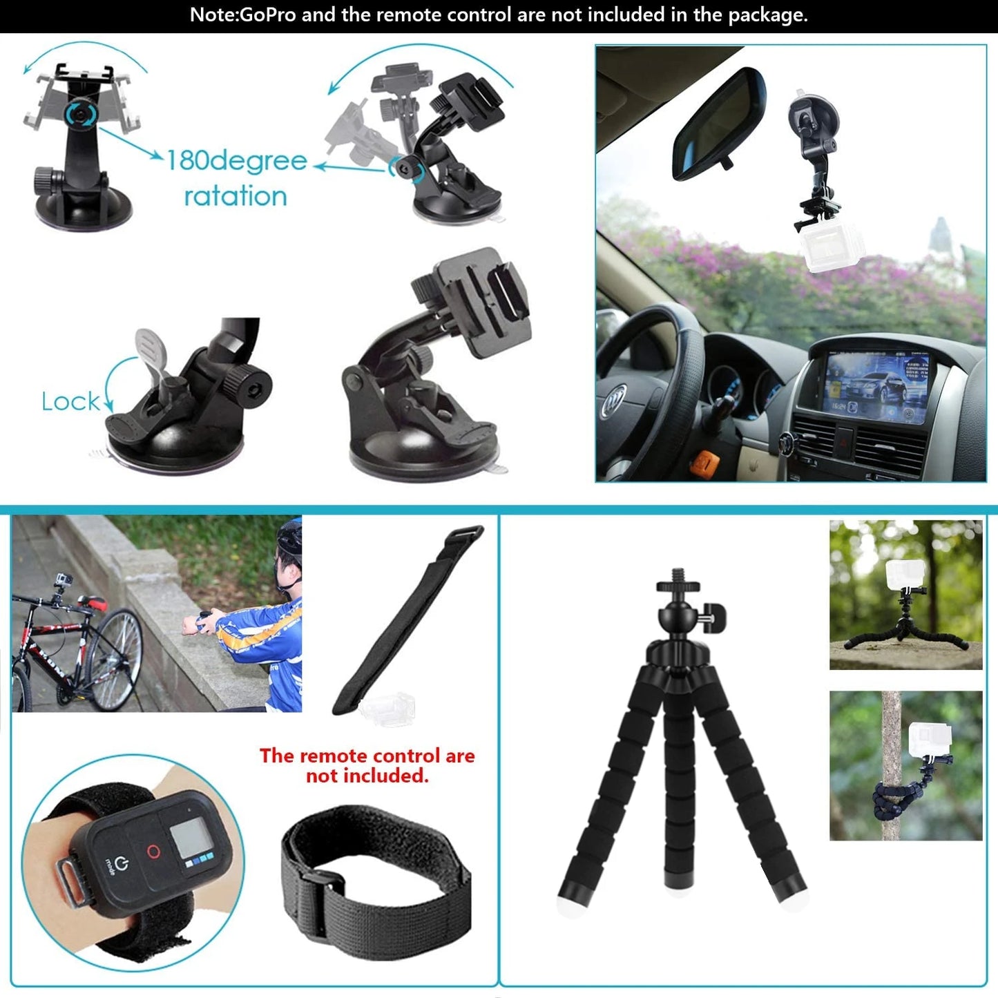 Zubehör-Set für Action-Kameras – geeignet für GoPro Hero 12/11/10, Xiaomi Yi, Insta360 X3/X4 – inklusive Gehäuse, Halterungen und Selfie-Stick