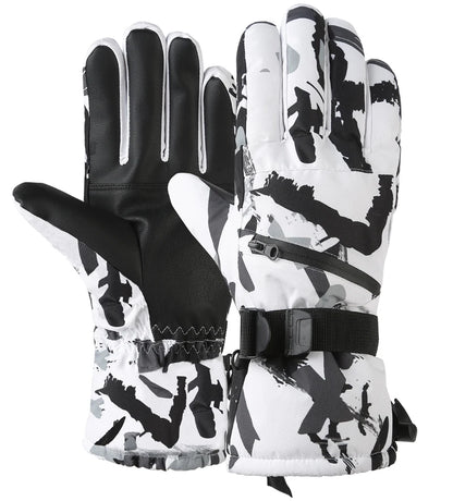 Wasserdichte Winter-Ski- und Snowboardhandschuhe – Unisex-PU-Lederhandschuhe mit Touchscreen und Fleecefutter