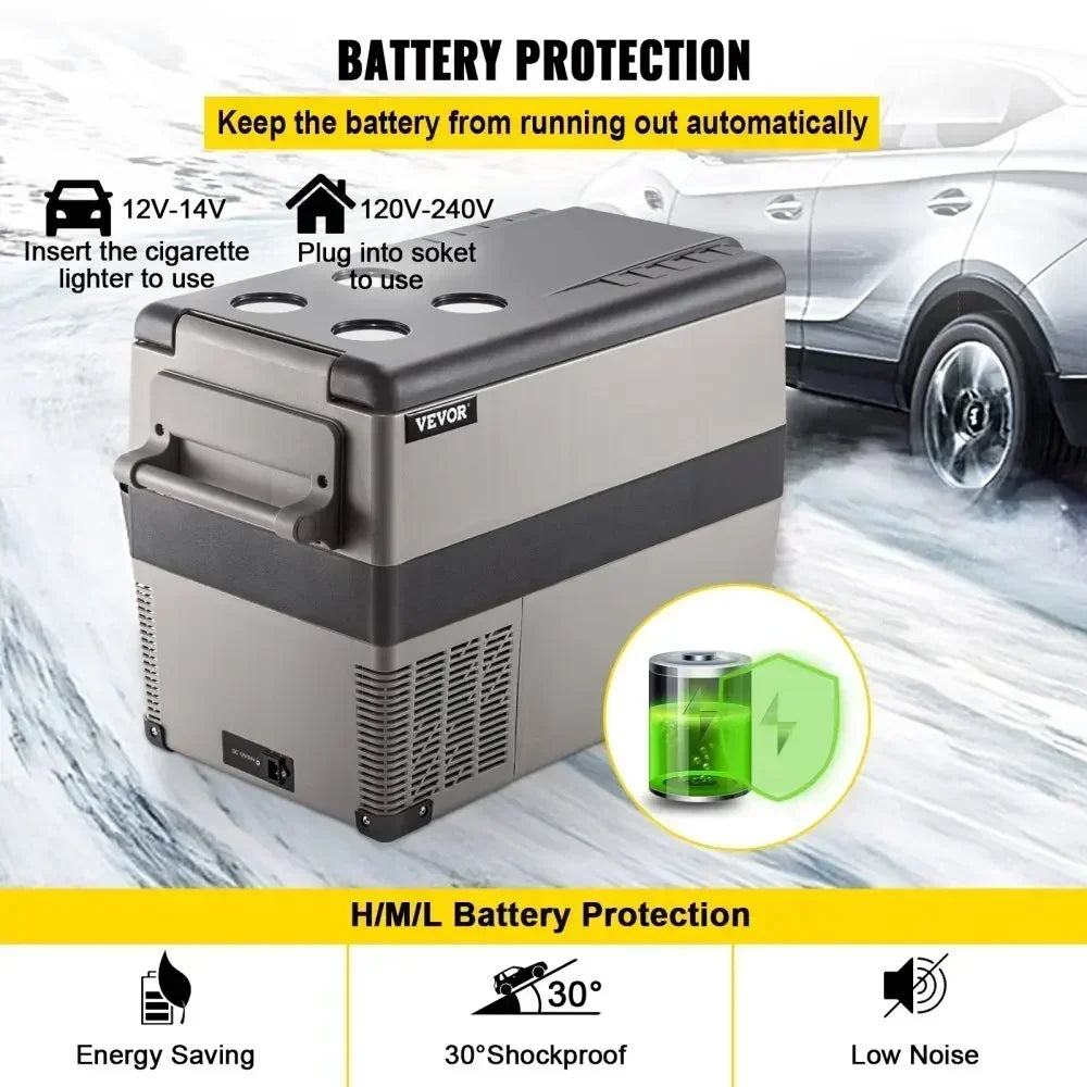 35L-50L Draagbare Autokoelkast – Mini Koelbox met Compressor, 12/24V DC en 110-240V AC, Ideaal voor Camping en Reizen