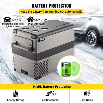 35L-50L Draagbare Autokoelkast – Mini Koelbox met Compressor, 12/24V DC en 110-240V AC, Ideaal voor Camping en Reizen