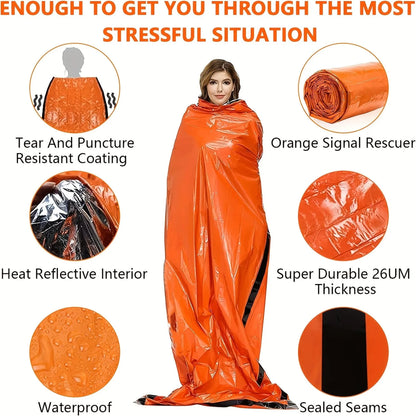 Portable Waterproof Emergency Sleeping Bag - Mylar Thermal Survival Bag for Camping, First Aid and Outdoor Adventures