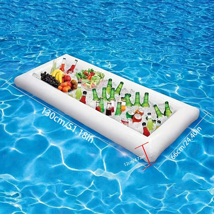 Opblaasbare Zwembaddrijver met IJs- en Voedseltray – Wit PVC – Perfect voor Pool Party