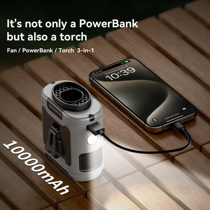 Tragbarer 20000mAh-Ventilator – Starker Wind, Hüft- und Nackenventilator mit Powerbank und LED