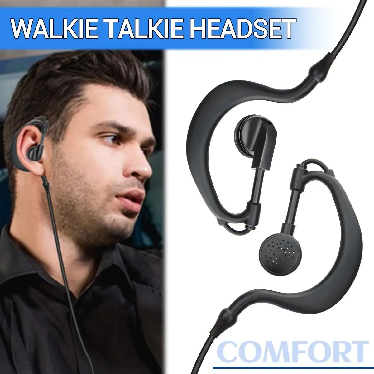 Baofeng-Headset – G-förmiger Ohrhörer mit Mikrofon und PTT für UV-5R, UV-13 PRO, UV-S9 Plus, AR-518 und mehr Walkie-Talkie-Zubehör