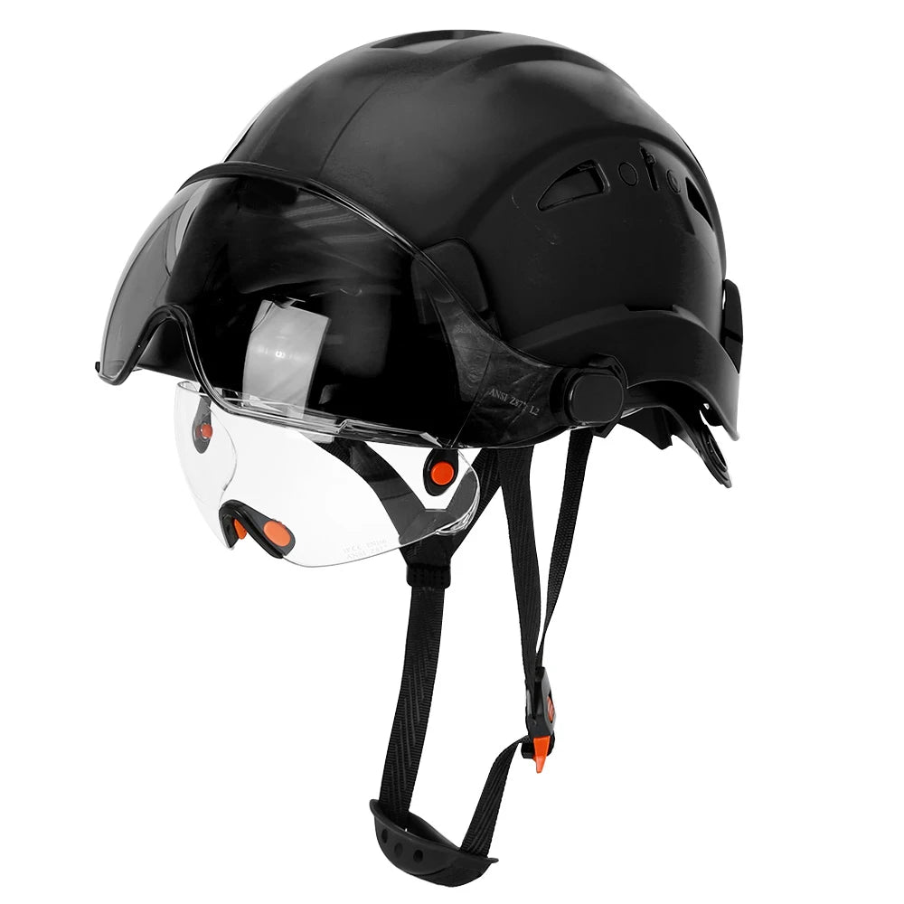 Schutzhelm aus Kohlefaser – Doppelvisier, CE- und KC-zertifiziert, ABS-Schutzhelm für Bau und Rettung