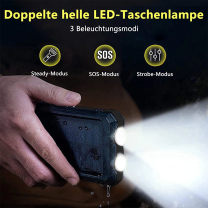 20000mAh Solar Powerbank – Draagbare Snellader met Dubbele USB, LED Lamp en Zaklamp
