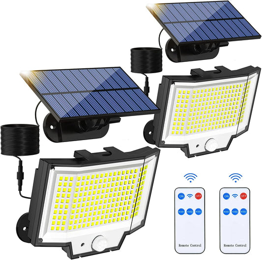 Solar Motion Lights 200LED - Outdoor Solar Flood Security Light with Separate Panel, IP65 Waterproof, with Remote Control