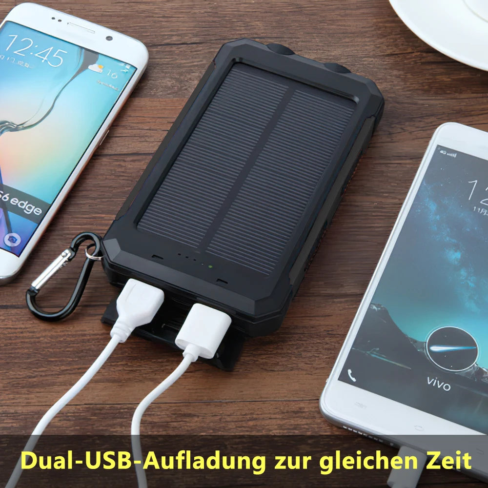 20000mAh Solar Powerbank – Draagbare Snellader met Dubbele USB, LED Lamp en Zaklamp