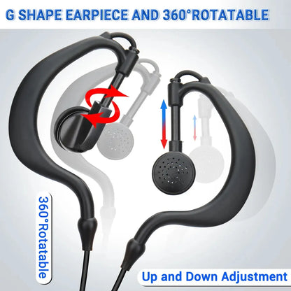 Baofeng-Headset – G-förmiger Ohrhörer mit Mikrofon und PTT für UV-5R, UV-13 PRO, UV-S9 Plus, AR-518 und mehr Walkie-Talkie-Zubehör