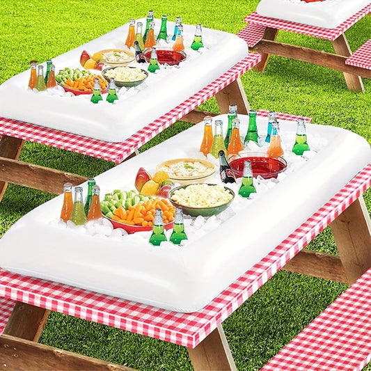 Opblaasbare Zwembaddrijver met IJs- en Voedseltray – Wit PVC – Perfect voor Pool Party