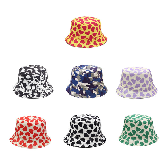 Unisex Fashion Bucket Hat | Zomerse Vissershoed | Camouflage & Hartjespatroon | Ademend & Opvouwbaar