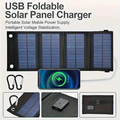 Draagbare USB Vouwbare Zonnepaneel - Vouwbare Zonnepanelen voor Reizen, Opladen van Mobiele Telefoon, Zaklamp en Ventilator