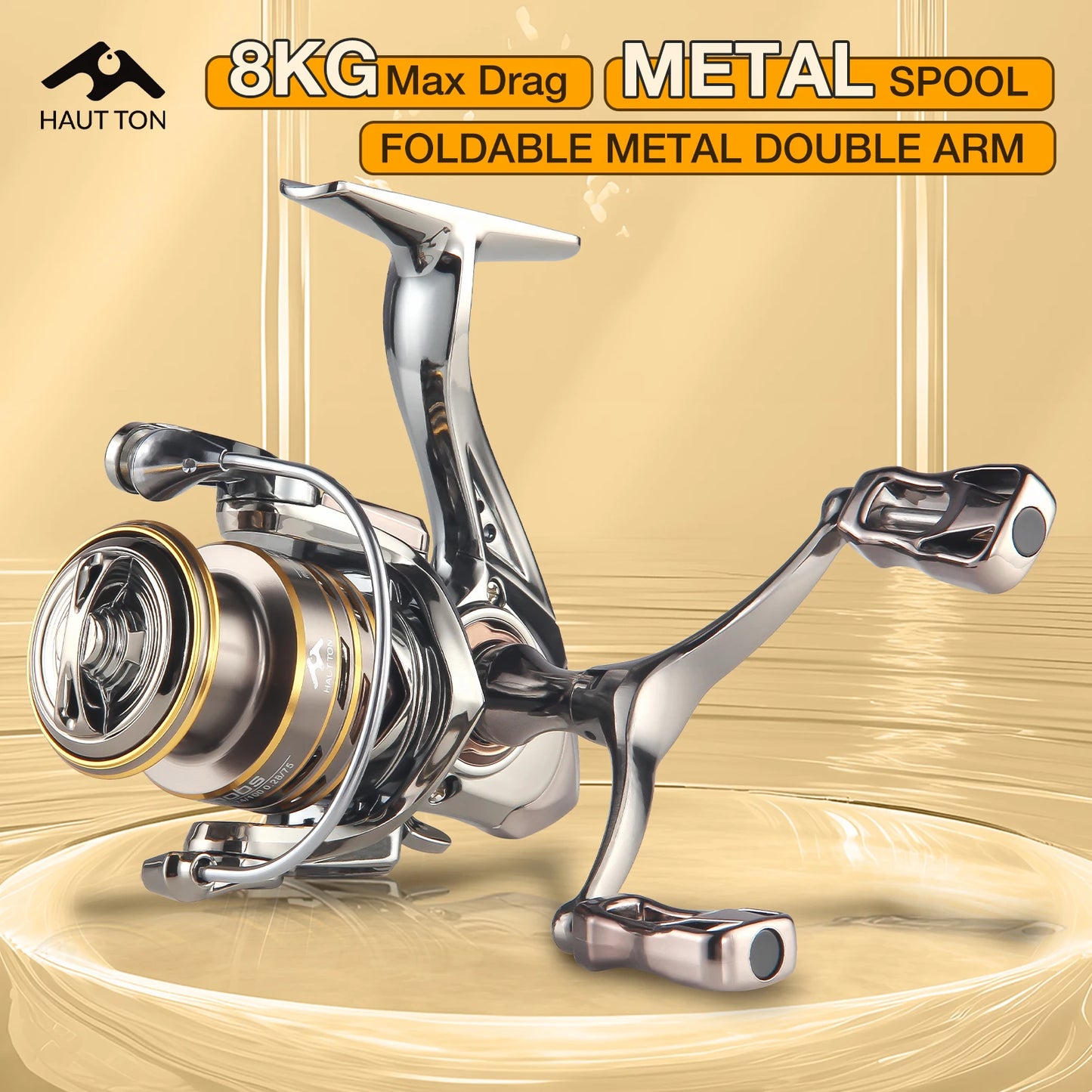 CD Spinning Vismolen – 5.2:1 Overbrengingsverhouding, 13.23 lbs Max Drag, Metalen Spoel en Opvouwbare CNC Dubbele Arm