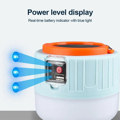 Waterdichte Solar LED Campinglamp – Oplaadbare Tentlamp, Draagbare Lantaarn en Noodverlichting