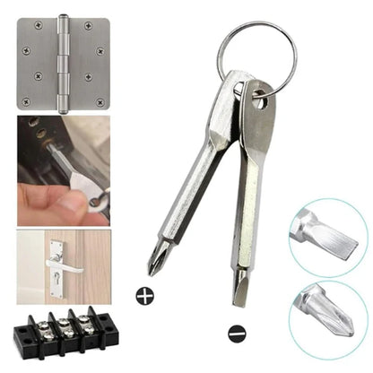 Mini Cross Screwdriver Keychain - Survival Multitool, Locking Carabiner, Outdoor EDC Camping Gadget
