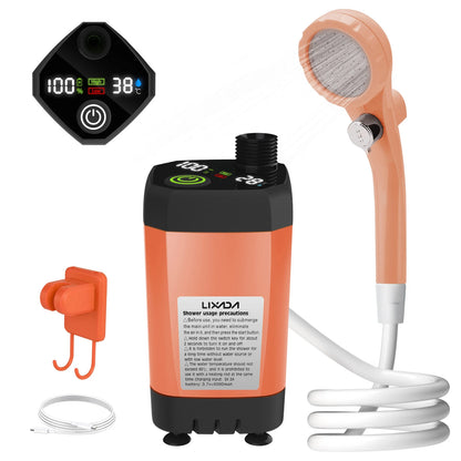 Camping Douchepomp | RV Outdoor Douche Kit met Volledig Scherm en Intelligente Digitale Weergave – Verstelbaar en 6000mAh