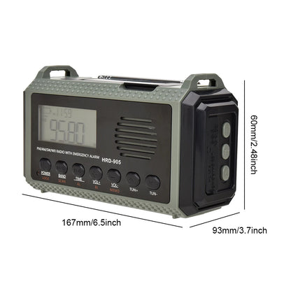 Draagbare Noodradio met Handcrank – Solar Powered AM/FM/SW Radio, Powerbank & LED Zaklamp