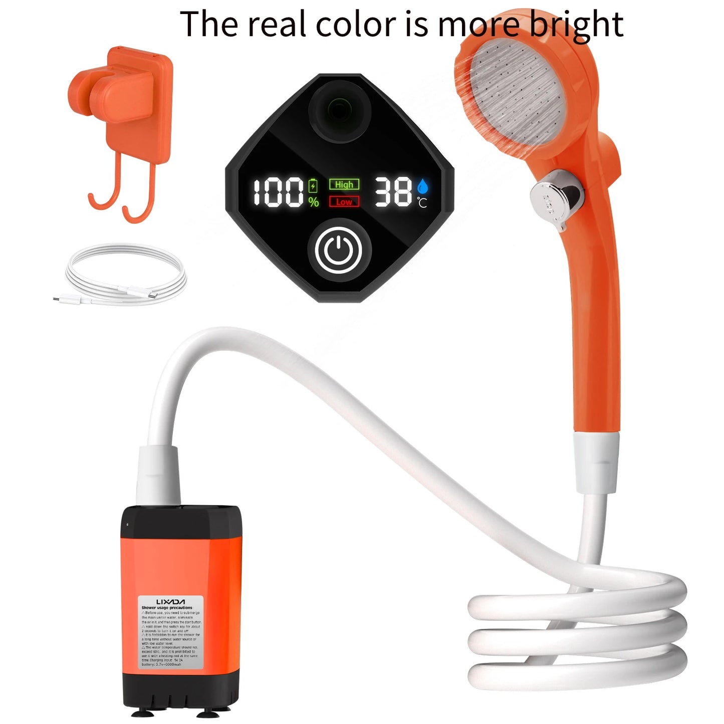 Camping Douchepomp | RV Outdoor Douche Kit met Volledig Scherm en Intelligente Digitale Weergave – Verstelbaar en 6000mAh