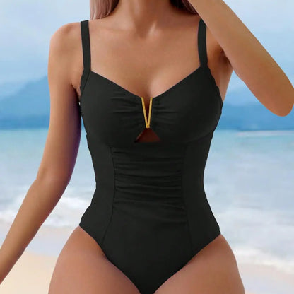 Vrouwen Monokini - Stijlvolle Diepe V-hals Zwemkleding, Sneldrogend Strandbadpak, High Waist One-Piece Badpak