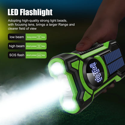 Emergency Radio Hand Crank Solar 5000mAh | IP65 Waterdichte Draagbare AM/FM/NOAA Radio met Bluetooth 5.3