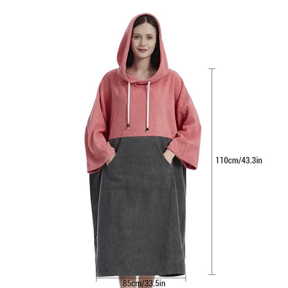 Quick-Dry Badjas Poncho - Surfponcho met Kap, Winddicht en Warm voor Stranden, Zwemmen en Duiken
