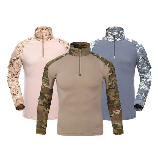 Tactisch Outdoor Shirt voor Mannen – Camouflage Lange Mouwen, Ademend Sportshirt voor Wandelen en Jagen