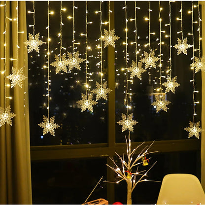 3,2 m lange LED-Schneeflocken-Weihnachtslichter – wasserdichte Vorhanglichter für Partys, Hochzeiten und Weihnachtsdekoration