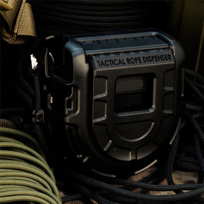 Tactical Rope Dispenser with Cutting Blade - Paracord Storage Box for Outdoor Survival and Emergency Situations