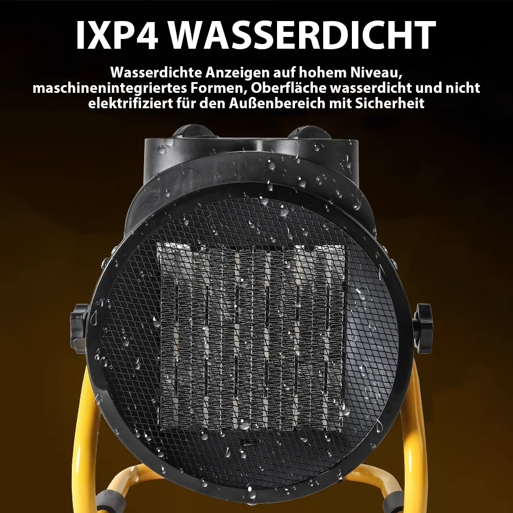 3000-W-Elektroheizung mit Überhitzungsschutz und 3 Heizstufen – wasserdichter Heizventilator für den Innen- und Außenbereich