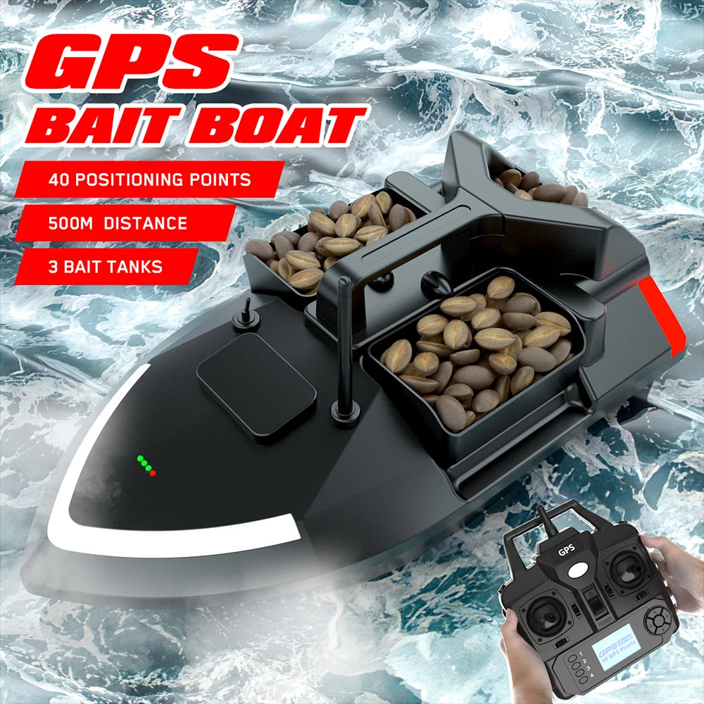 V020 GPS Bait Boat – 500m Distance, Dual Motor &amp; Fish Finder, Auto-Cruise &amp; Return Function