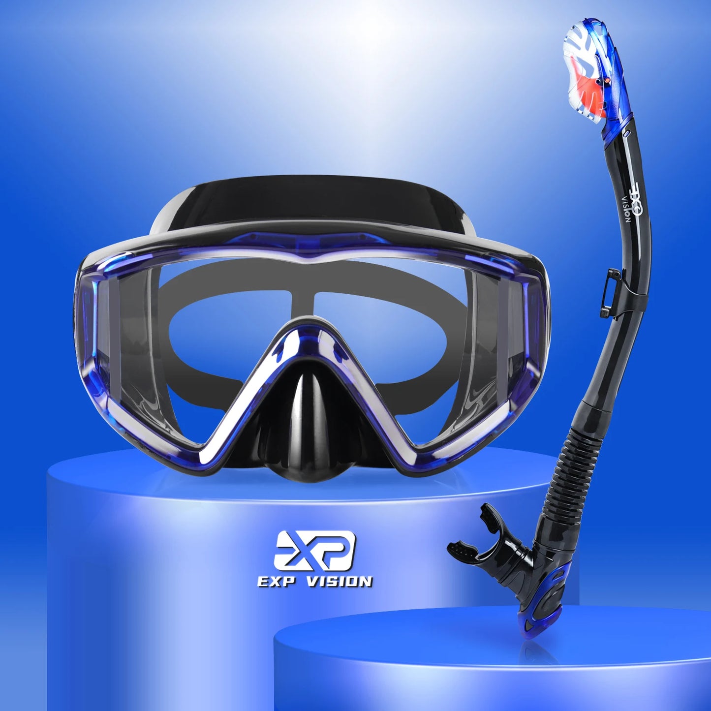 Professionele Snorkelset voor Volwassenen | Anti-Fog Duikbril met Dry Top Snorkel en Pano 3-ramen Masker