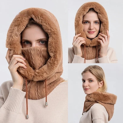 Winter Bontmuts Set met Gezichtsmasker – Gebreide Cashmere Nekwarmer voor Dames, Ski- en Winddichte Outdoor Beanie