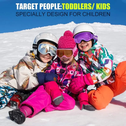 Antibeschlag-Skibrille für Kinder mit 100 % UV400-Schutz – geeignet für Helm – für 3–10 Jahre Jungen und Mädchen