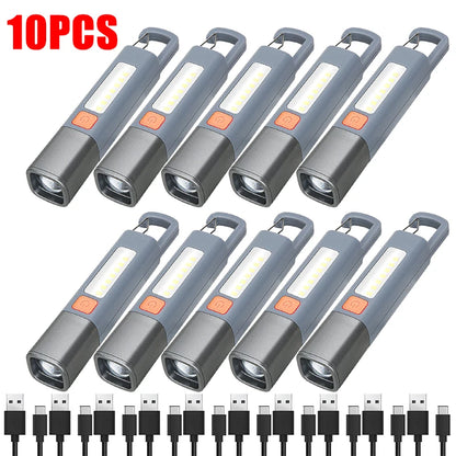 Superhelle LED-Taschenlampe XPE – Wiederaufladbare Campingleuchte mit Haken, Zoomfunktion und 3 Leuchtmodi