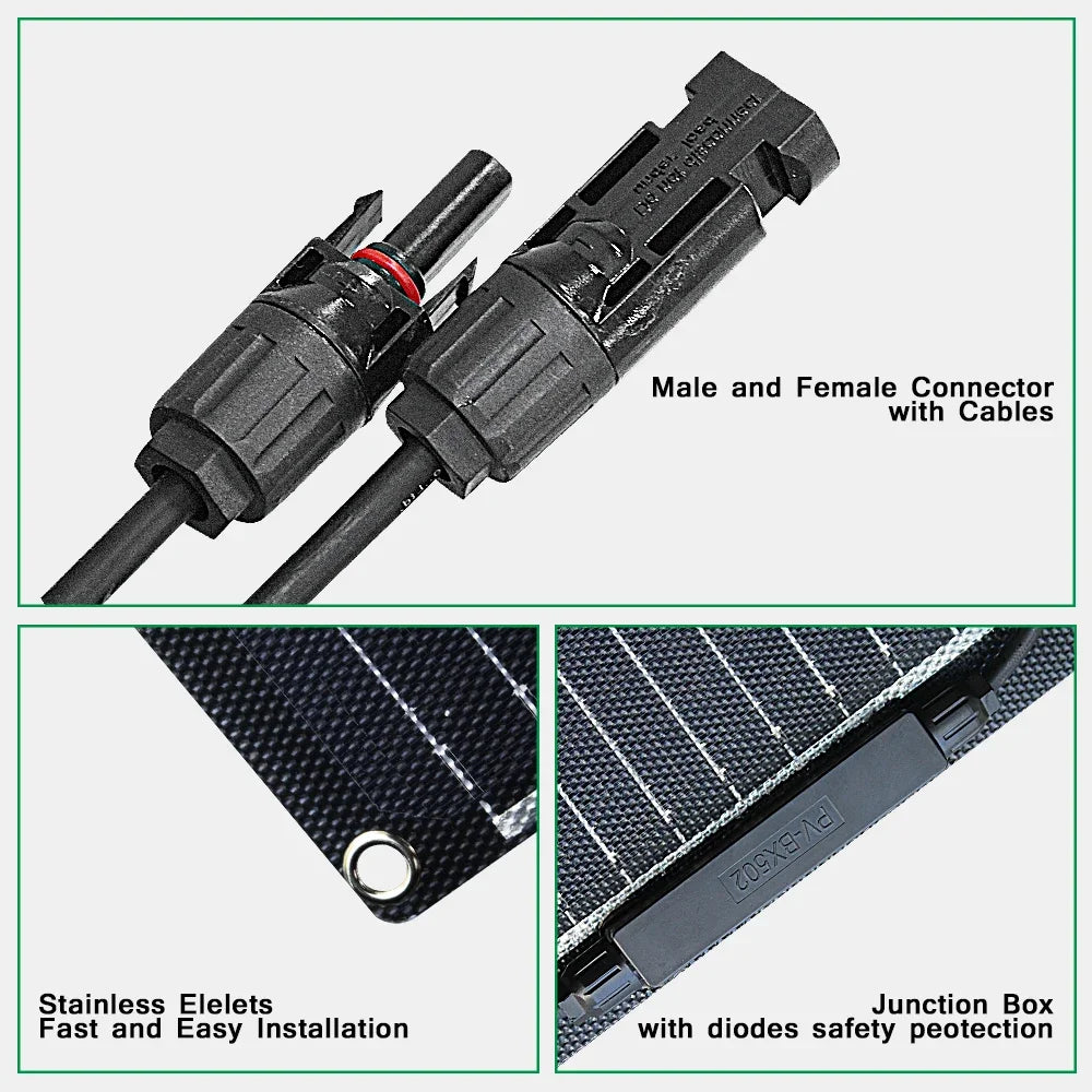 ETFE Flexibel Monokristallijn Zonnepaneel – 100W 12V Kit voor Off-Grid Power en Camping
