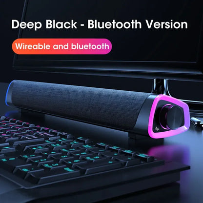 4D Computer Speaker Bar – Stereo Sound Subwoofer Bluetooth Speaker voor Macbook, Laptop, PC en Notebook – 3D Surround Sound, USB & AUX